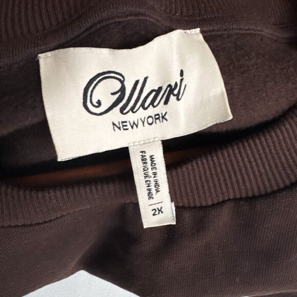 Ollari Brown Embroidered Beaded Sweatshirt 2X - Picture 6 of 10